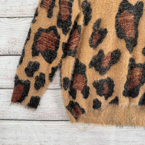 Show Me Your MuMu Fatima Turtleneck Sweater Womens M Cheetah Fever Knit Brown - Picture 5 of 13